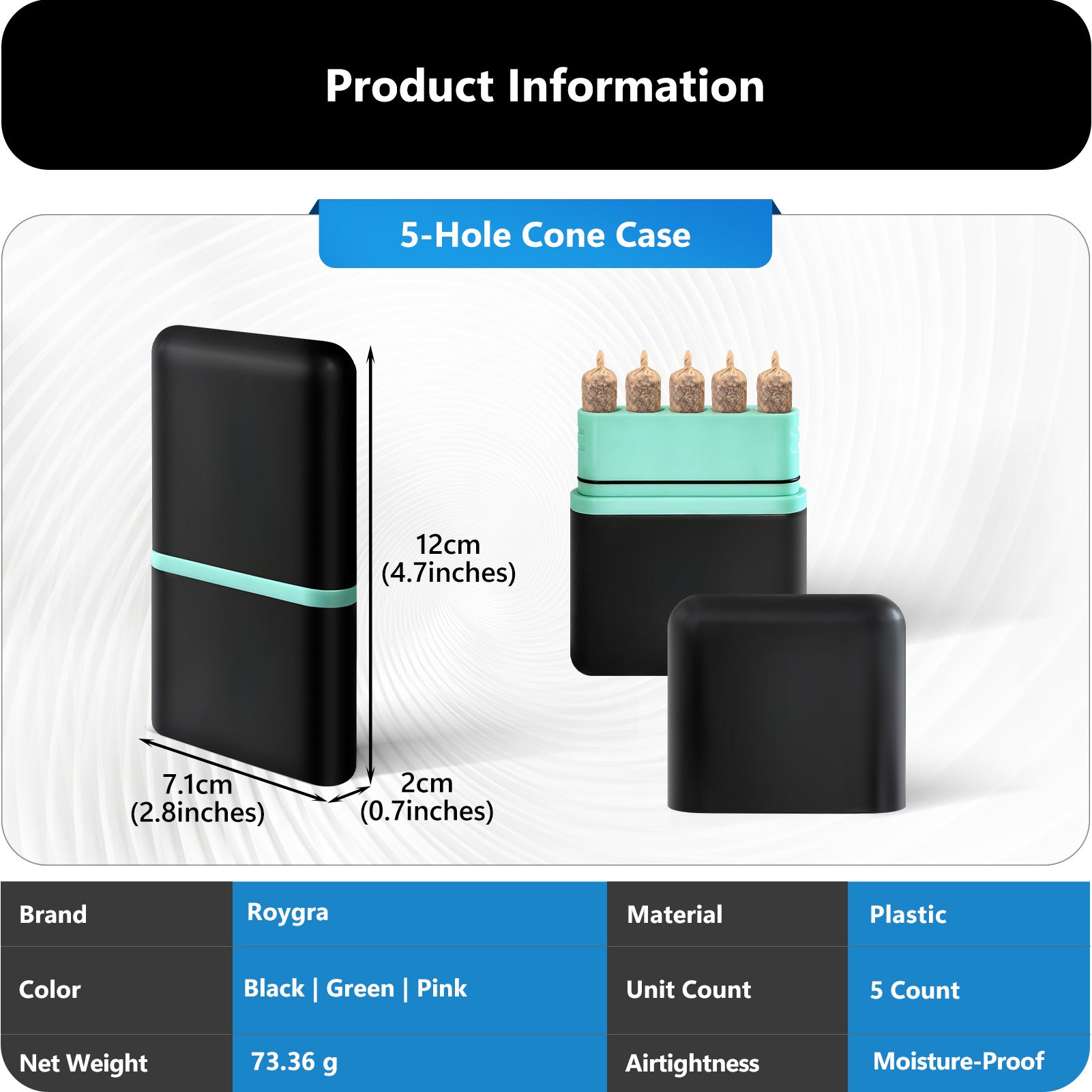 Smell Proof King Size Pre Roll Cone Holder Case
