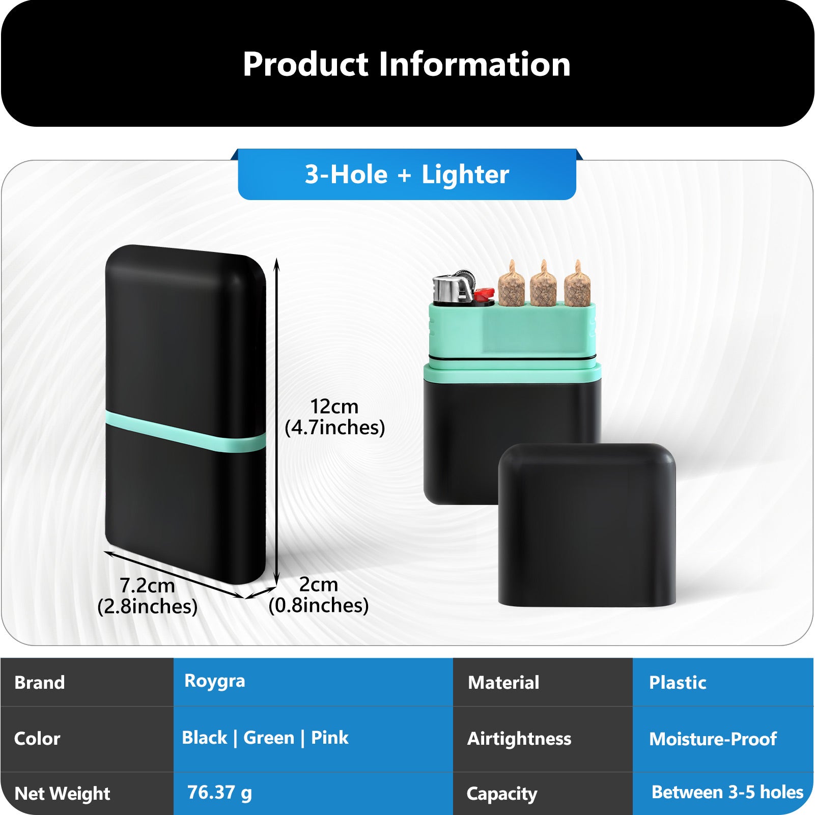 Smell Proof King Size Pre Roll Cone Holder Case