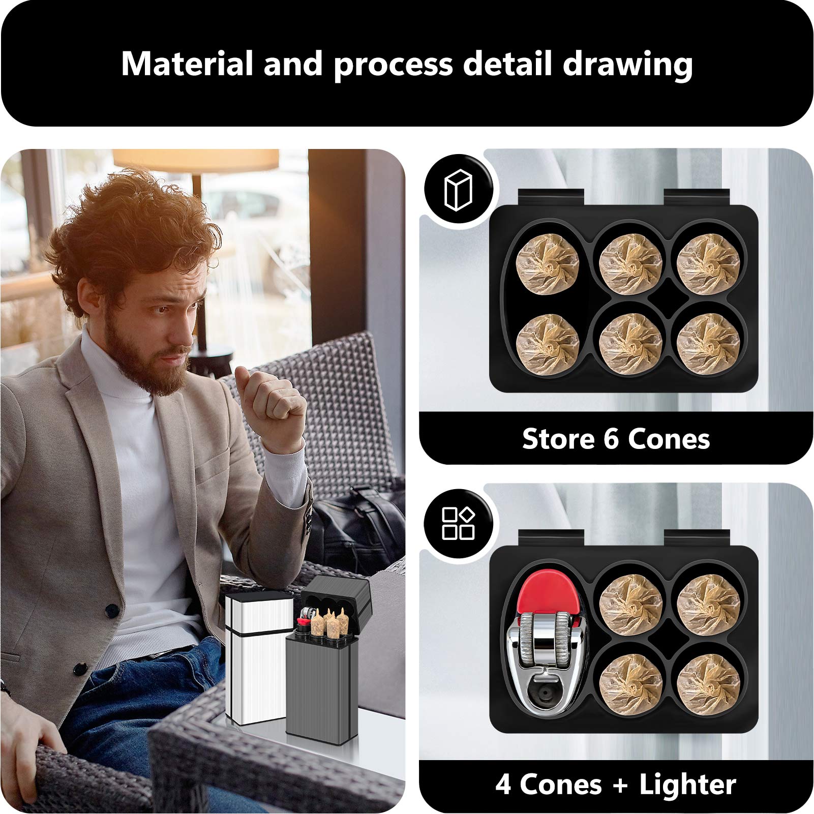 King Size Pre-roll Cone Holder Case