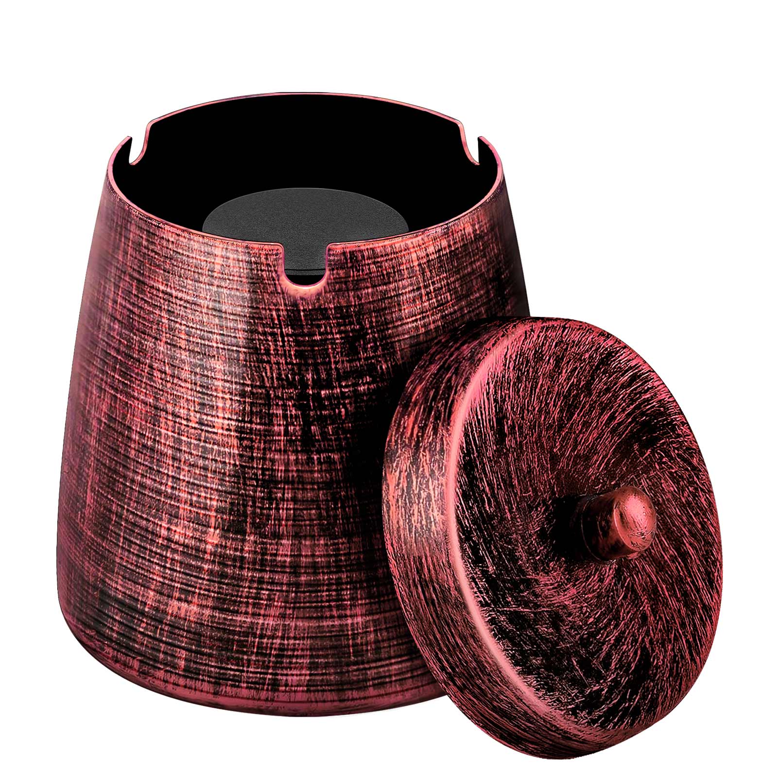 Ash Tray with Lid, Outdoor Ashtray for Outside Patio, Smokeless Metal Ashtrays for Cigarettes with 3 Holder, Smoking Accessories, Home Décor, Ashtrays for Smokers Indoor