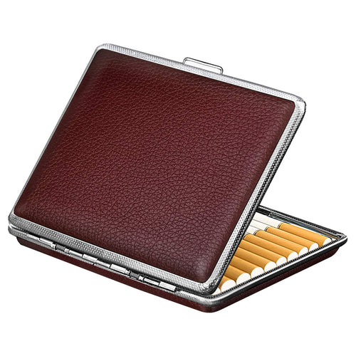 Cigarettes Smoking Accessories for Smoke, Metal & Leather Box for Regular, King Size and 100mm 100's
